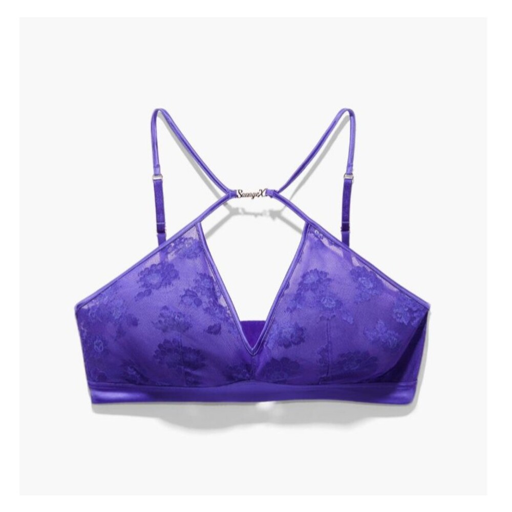NEW Savage X Fenty Strap Up Lace Bralette Size 1X purple lace